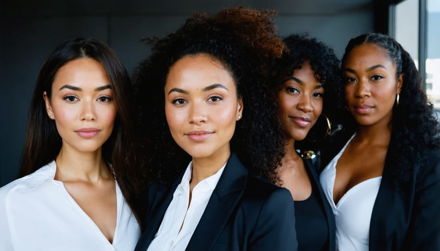 Group of women executives discussing business strategy in a vape company boardroom